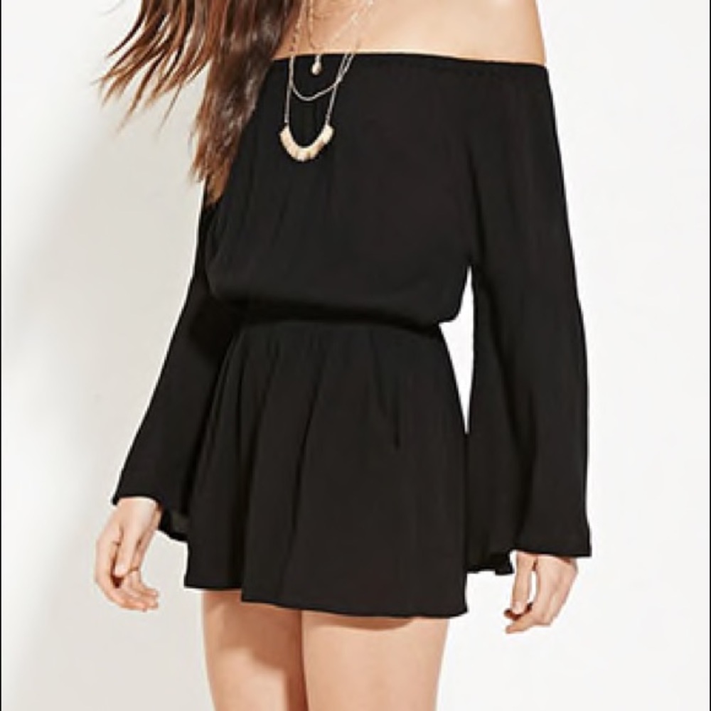 Off the shoulder black romper